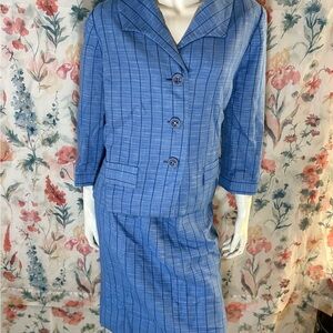 Vintage Georgia Bullock Blue Plaid Skirt Suit Set